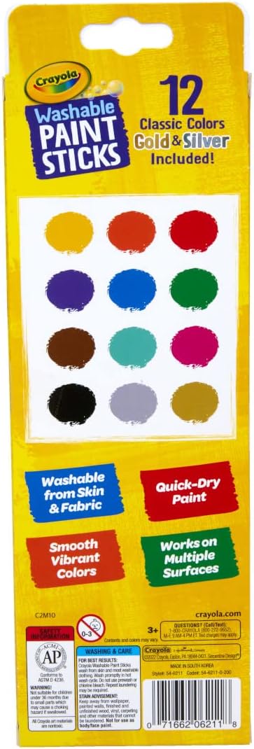 Crayola Washable Paint Sticks - Pack of 12 - Laadlee