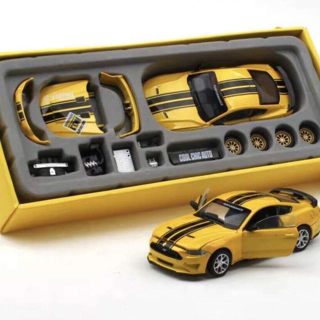 MSZ Ford Mustang GT DIY Car 1:42 Die-Cast Replica - Yellow - Laadlee
