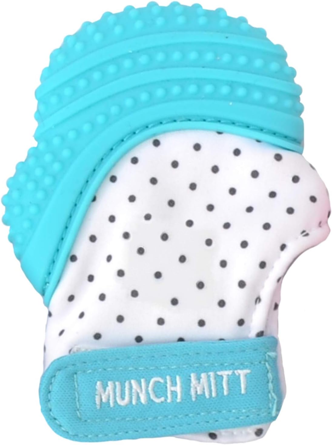 Malarkey Kids Munch Mitt Teething Mitten Polka Dots - Aqua Blue - Laadlee