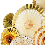 Brain Giggles Hanging Gold Paper Fans Decoration Set – 8 Pcs