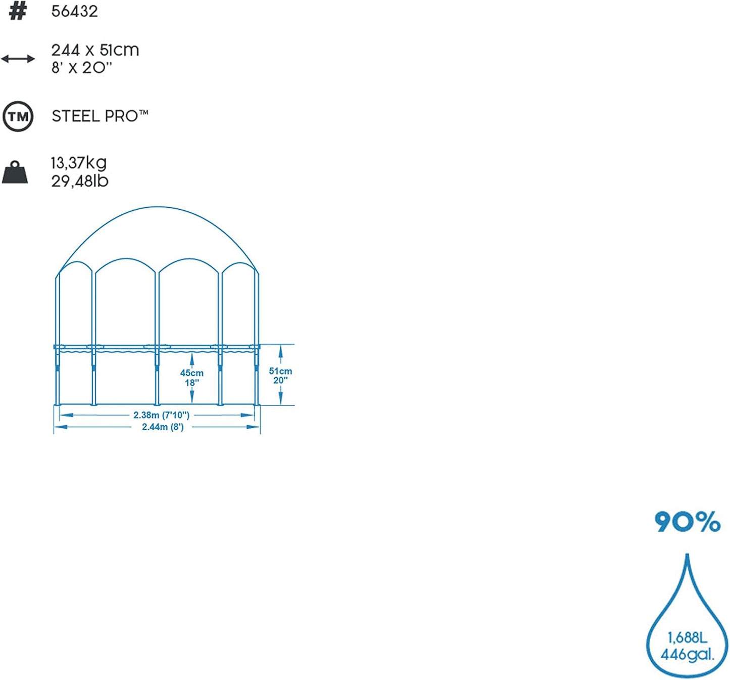 Bestway Pool Splash N Shade - 244X51