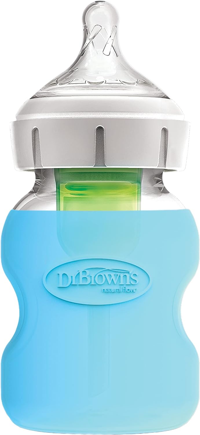 Dr. Brown's Wide Neck Glass Bottle Sleeve 150ml - Blue - Laadlee