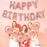 Brain Giggles Rose Gold 16 Inch Happy Birthday Foil Balloons Banner