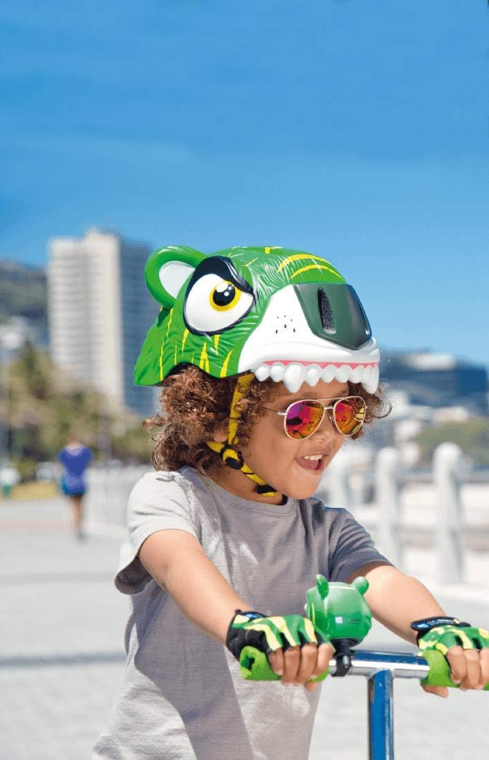 Crazy Safety Bicycle Helmet Tiger - Green - Laadlee