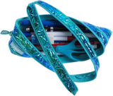 ZIPIT Metallic Pencil Case Pouch Made of One Long Zipper - Blue-Green