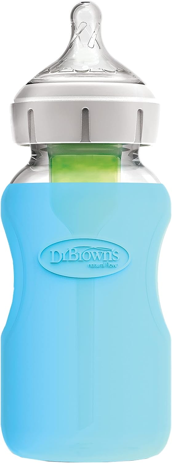 Dr. Brown's Wide Neck Glass Bottle Sleeve 270ml - Blue - Laadlee
