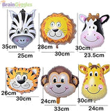 Brain Giggles Jungle Safari Zoo Animals Foil Balloons Set- 6 pcs