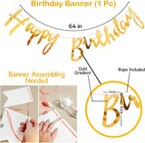 Brain Giggles Gold Happy Birthday Decoration Set - 9 Pcs