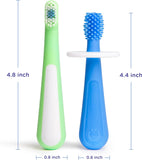 Ubbi Training Set for Babies and Toddlers, 2-Stage Toothbrush Set WIth Silicone and Soft Bristle - Polaris + Zest