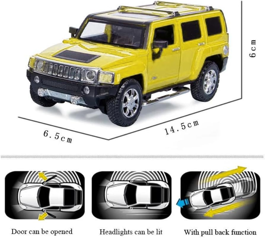 MSZ Hummer H3 Car 1:32 Die-Cast Replica - Yellow - Laadlee