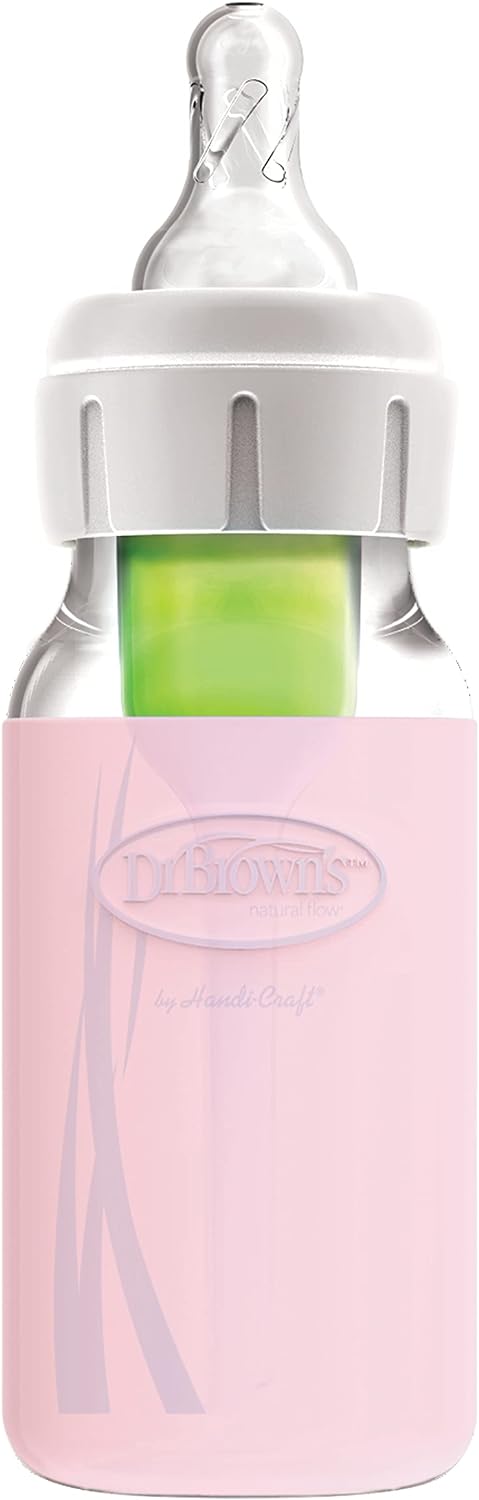 Dr. Brown's Narrow Glass Bottle Sleeve 120ml - Pink - Laadlee