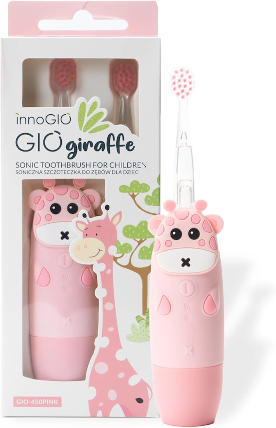 InnoGio - Gio Giraffe Sonic Toothbrush for Kids - Pink - Laadlee