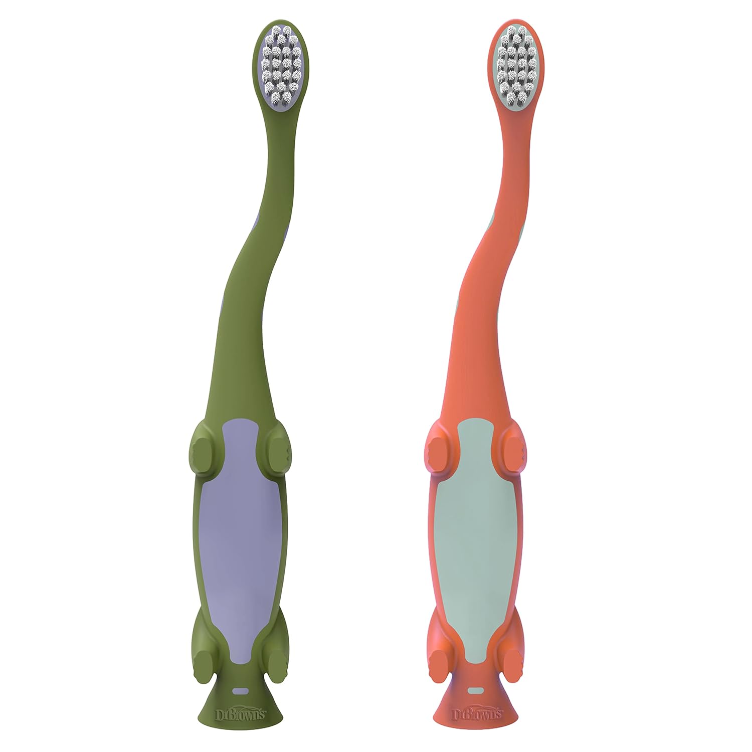 Dr. Brown's Toddler Dinosaur Toothbrush - Green & Orange - Laadlee