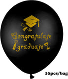 Brain Giggles Graduation Latex Balloons - Gold and Black (Pack of 12)