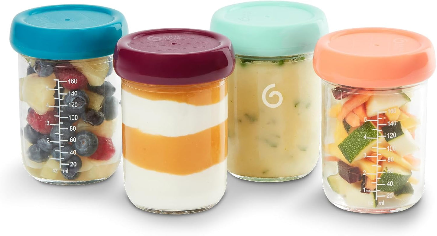 Babymoov Glass Baby Bowls, Airtight Food Storage Containers 240ml - Pack of 4