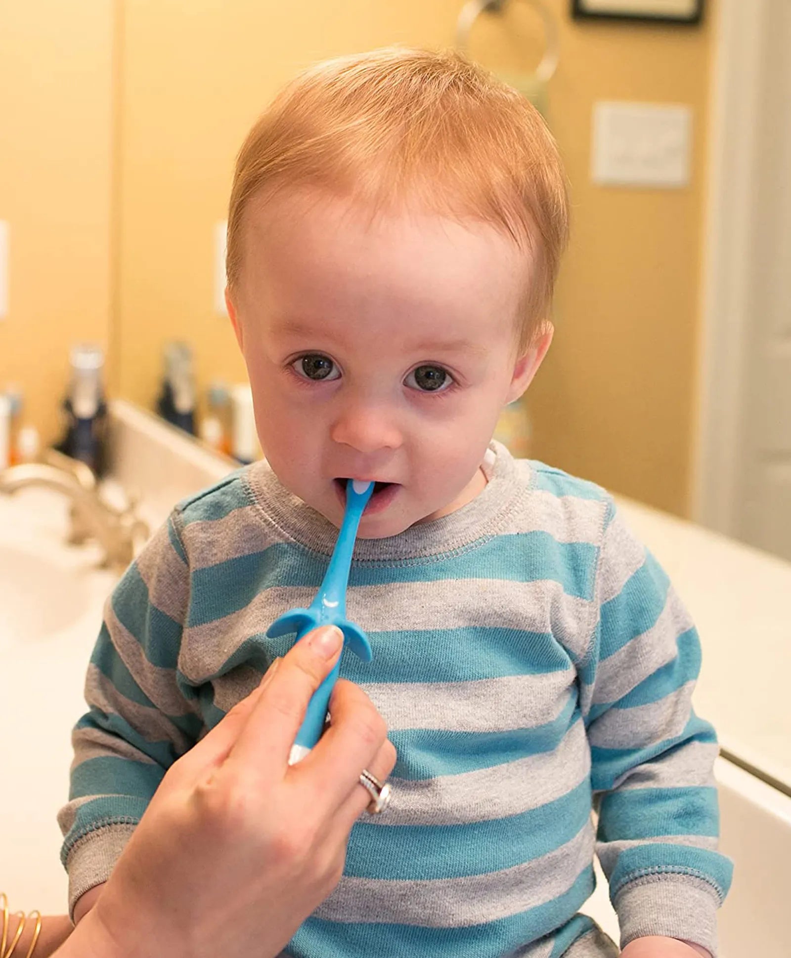 Dr. Brown's Infant-To-Toddler Elephant Toothbrush - Blue - Laadlee