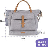 BabaBing Erin Tote 2 In 1 Diaper Bag With Hooks And Changing Pad – Grey