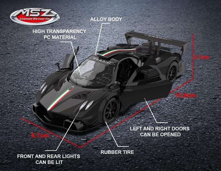 MSZ Pagani ZONDA Revolucion Car 1:32 Die-Cast Replica - Black - Laadlee