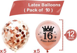 Brain Giggles Sweet 16 Birthday Balloons Rose Gold Set – 10Pcs