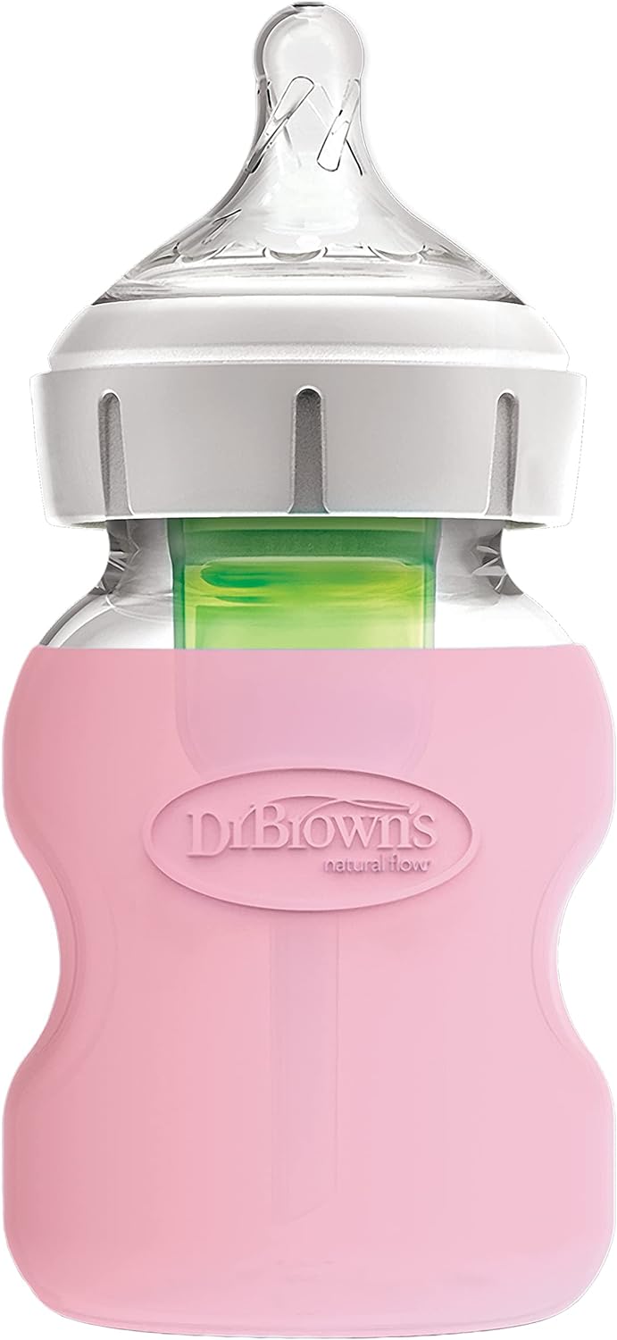 Dr. Brown's Wide Neck Glass Bottle Sleeve 270ml - Pink - Laadlee