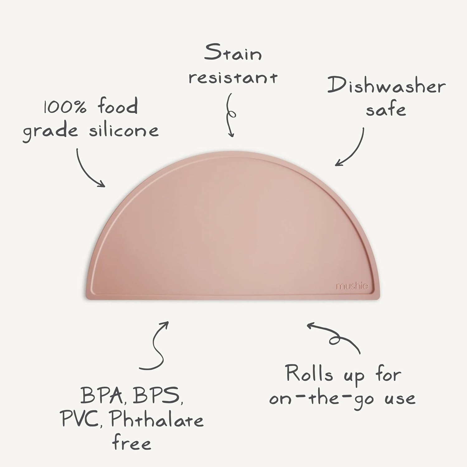 Mushie Silicone Mat Powder Pink Confetti - Laadlee