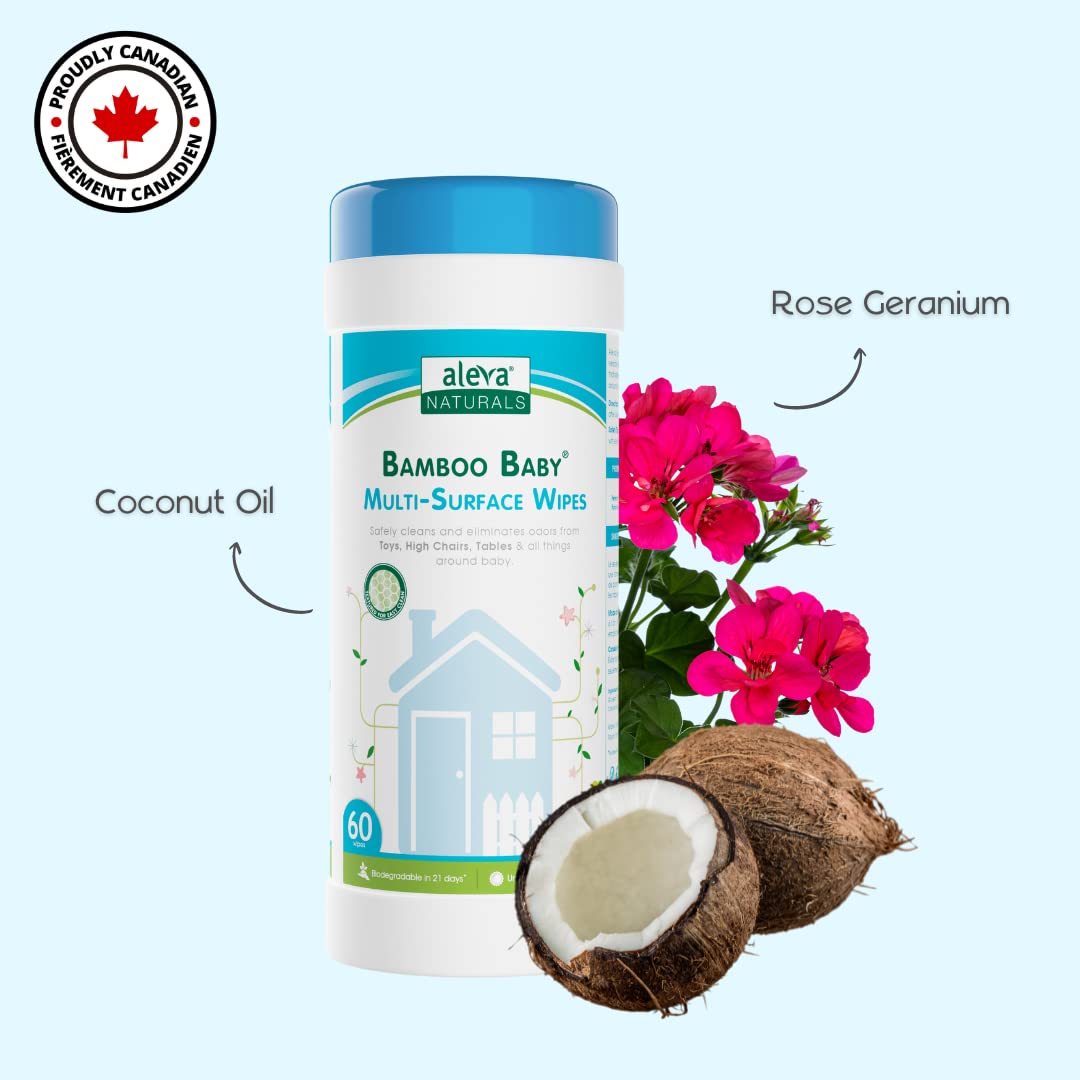 Aleva Naturals Bamboo Baby Multi-Surface Wipes - 60ct - Laadlee