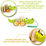 Hape, Walk-A-Long Crocodile Push & Pull Toy - Multicolour