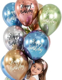 Brain Giggles Happy Birthday Metallic Chrome Balloons