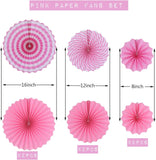 Brain Giggles Hanging Pink Paper Fans Decoration Set – 6Pcs