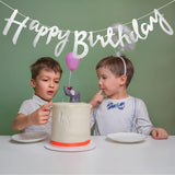 Brain Giggles Happy Birthday Cardstock Banner 5inch - Silver