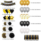 Brain Giggles Black and Golden Birthday Party Decoration Kit - 98 Pcs