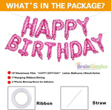 Brain Giggles Pink 16 Inch Happy Birthday Foil Balloons Banner