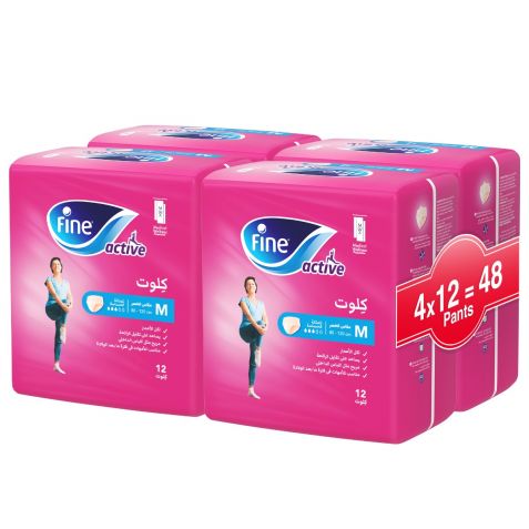 Fine Active Adult Postpartum Underwear for Sensitive Bladder - Medium | Waist 80-120cm | 48 pcs - Laadlee