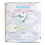 PureBorn Organic Bamboo Ultra Soft (Up To 5Kg)  Nappies Size 1 Clouds Print - 68 Pcs