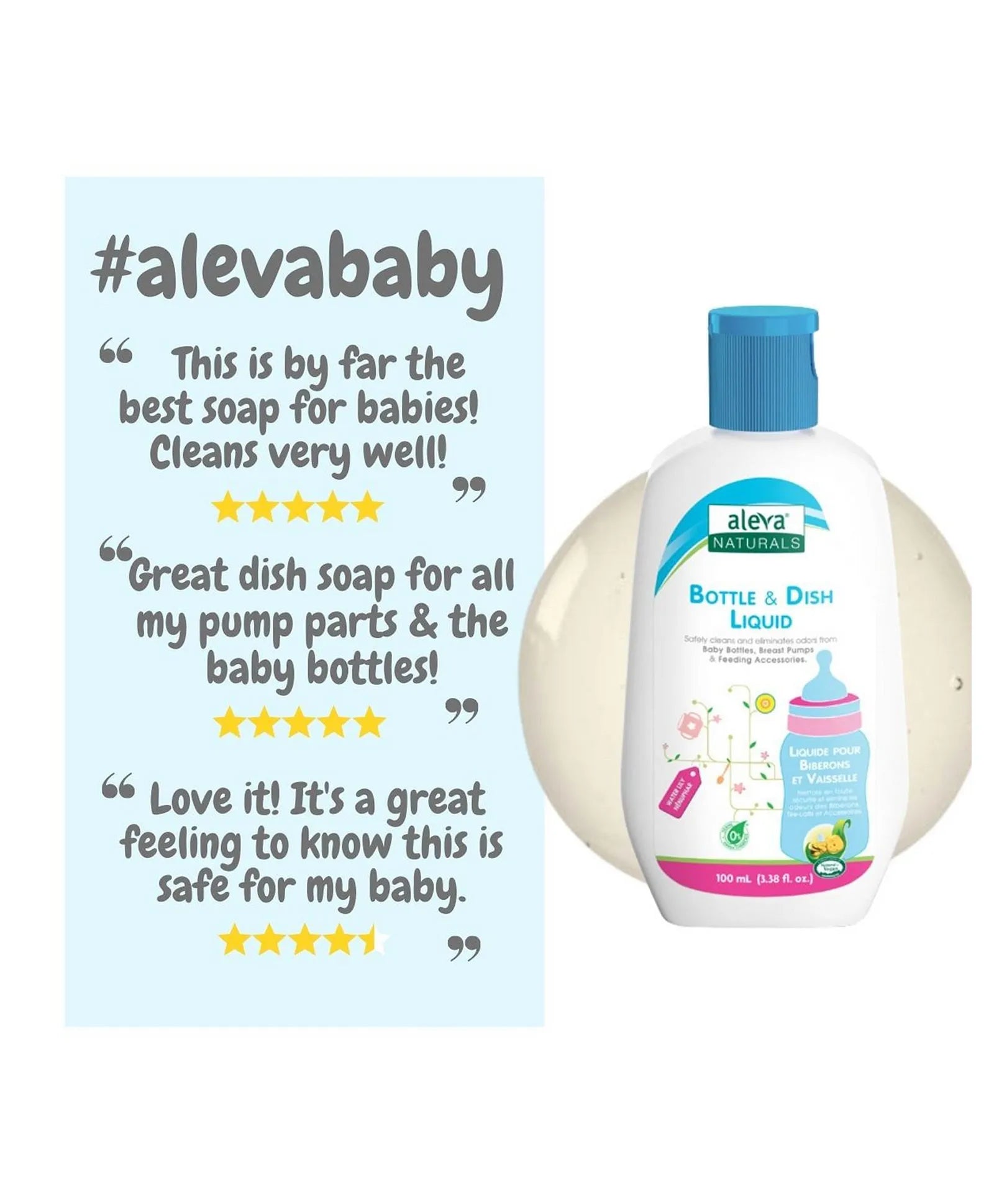 Aleva Naturals Bottle & Dish Liquid Water Lily - Travel Size - 100ml - Laadlee