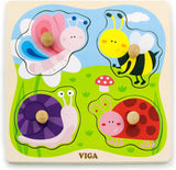 Viga Flat Puzzle With Big Wooden Knob - Insect