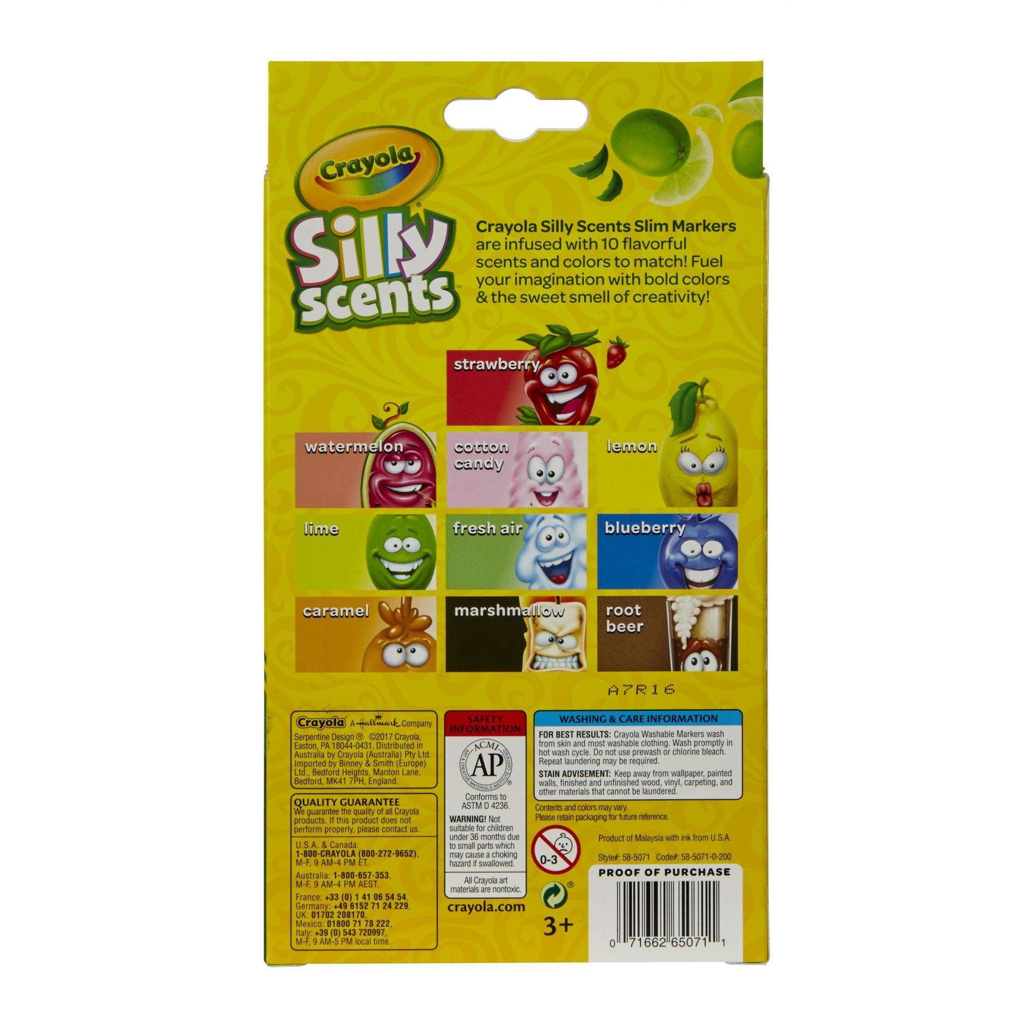 Crayola Silly Scents Slim Scented Washable Markers - Pack of 10 - Laadlee
