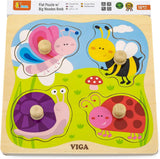 Viga Flat Puzzle With Big Wooden Knob - Insect