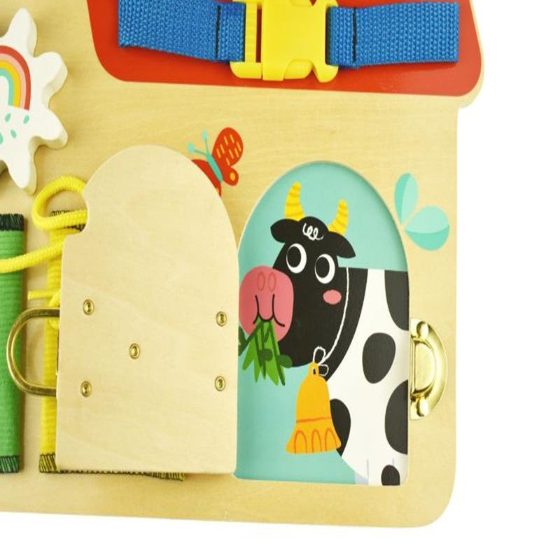 Tooky Toys Wooden House Busy Board
