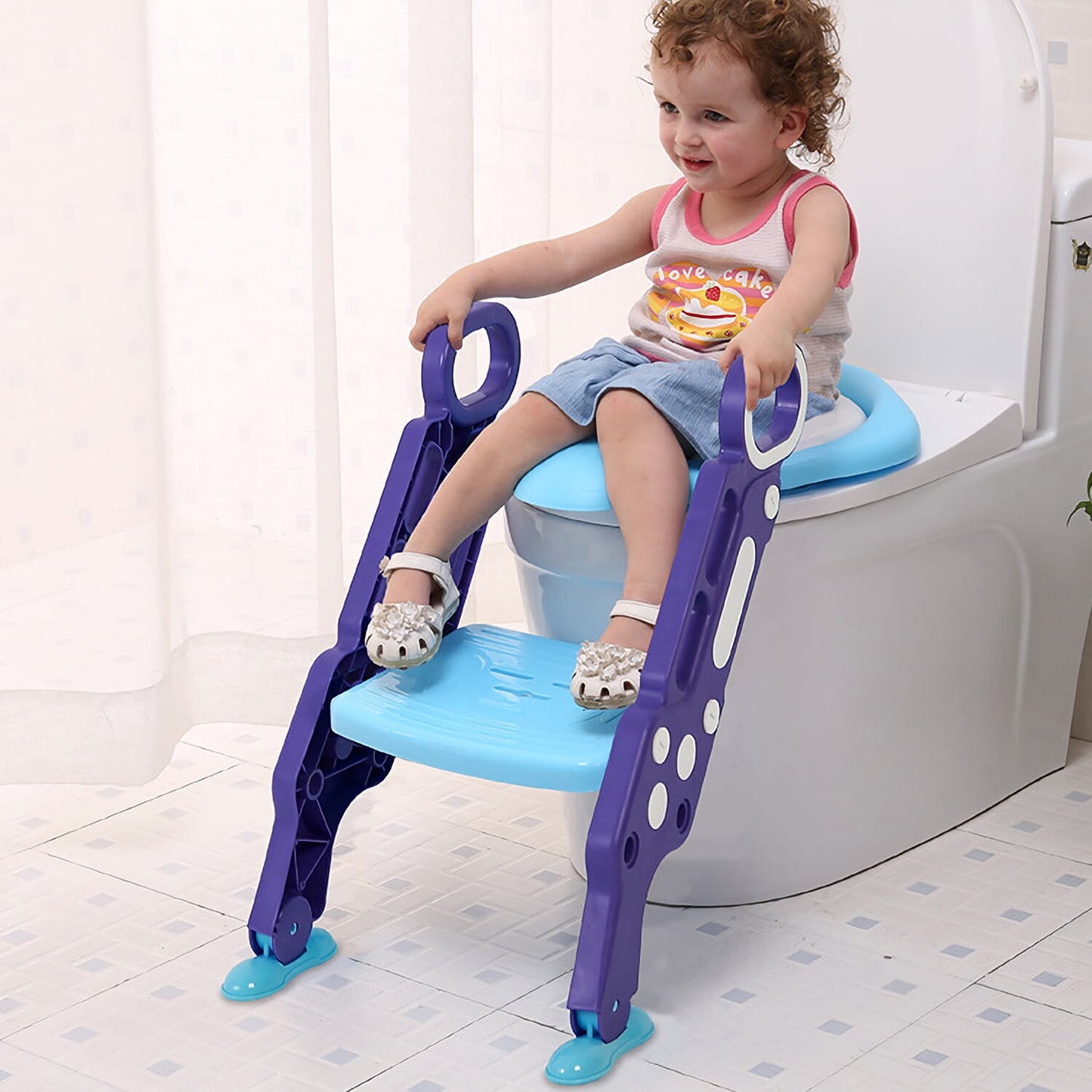 Pikkaboo EasyGo+ Potty Training Seat with Step Ladder - Blue & Purple