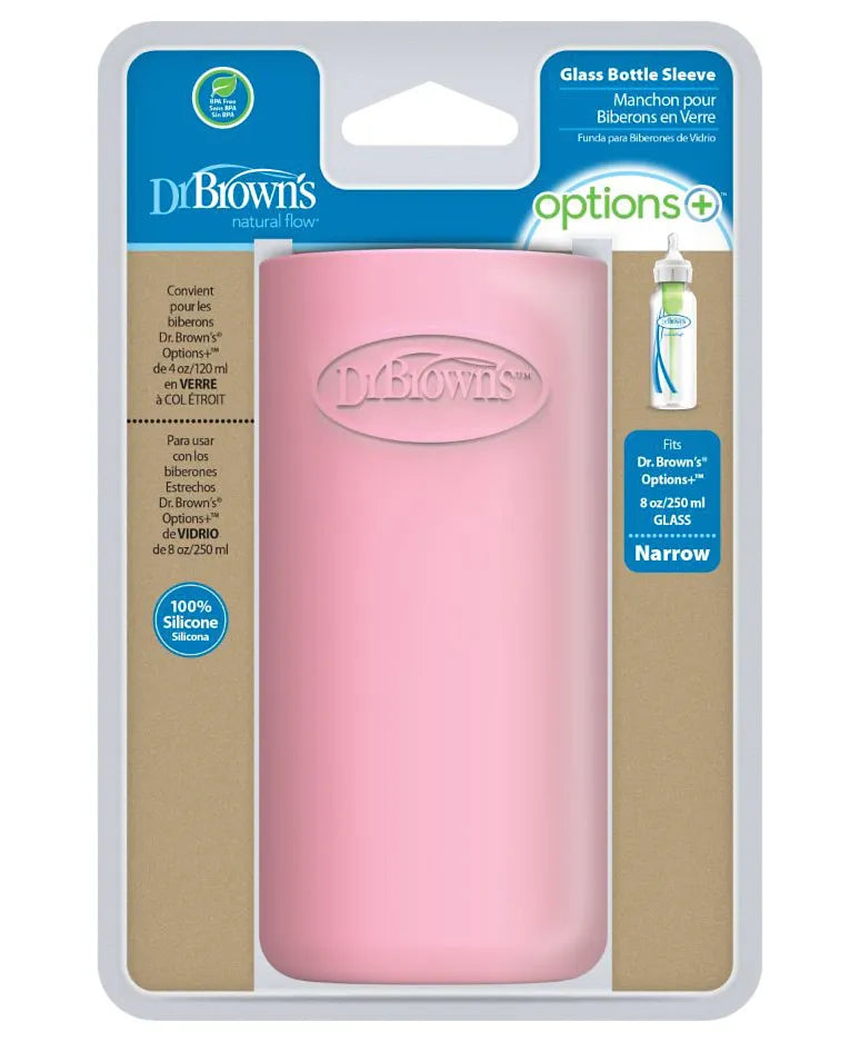 Dr. Brown's Narrow Glass Bottle Sleeve 250ml - Pink - Laadlee
