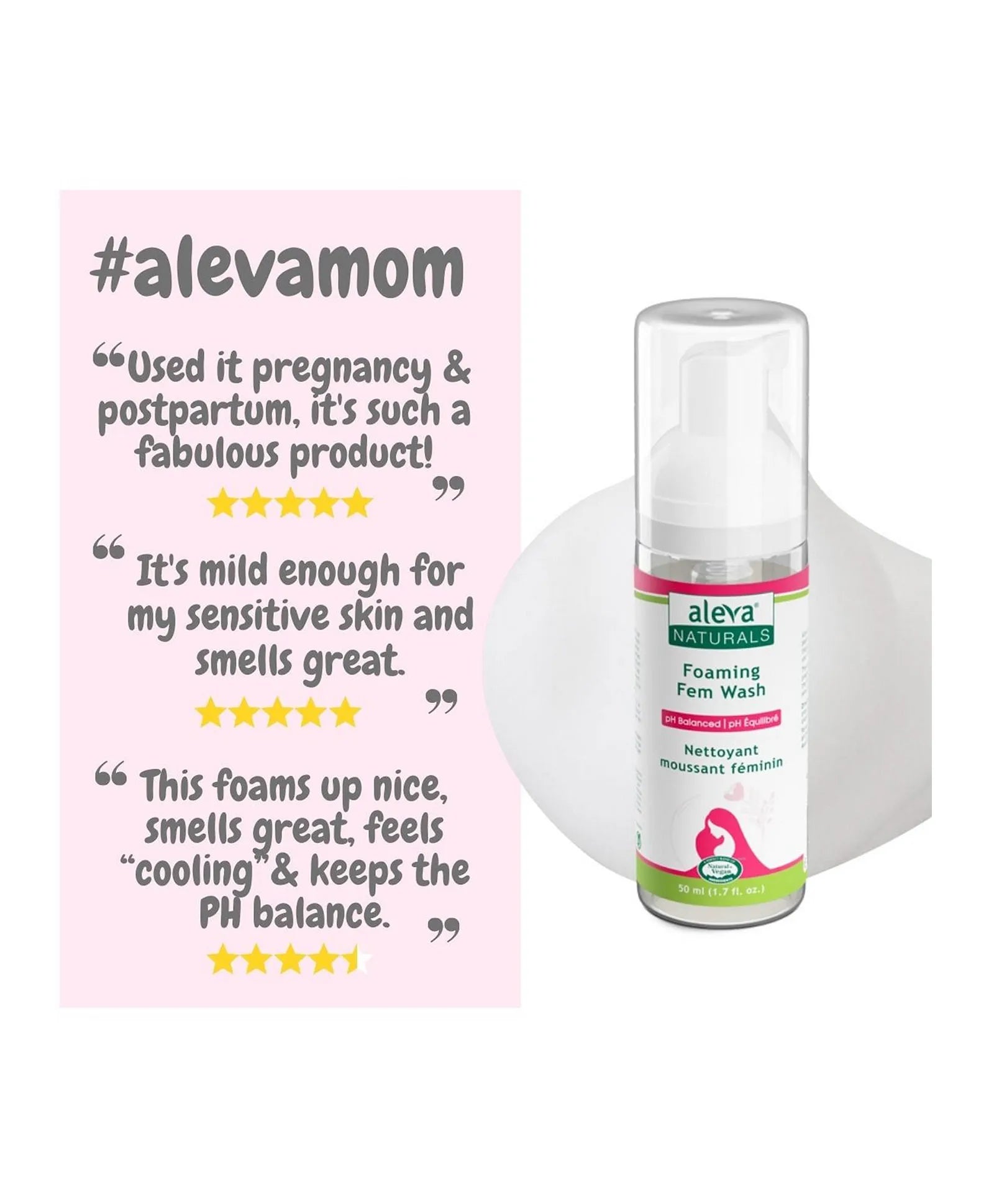 Aleva Naturals Maternal Care Foaming Fem Wash Travel Size - 50ml - Laadlee