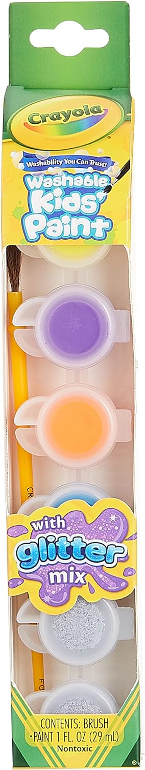 Crayola Washable Glitter Effects Paint Pots - Pack of 6 - Laadlee