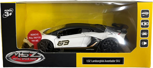 MSZ Lamborghini Aventador SVJ Car 1:32 Die-Cast Replica - White - Laadlee