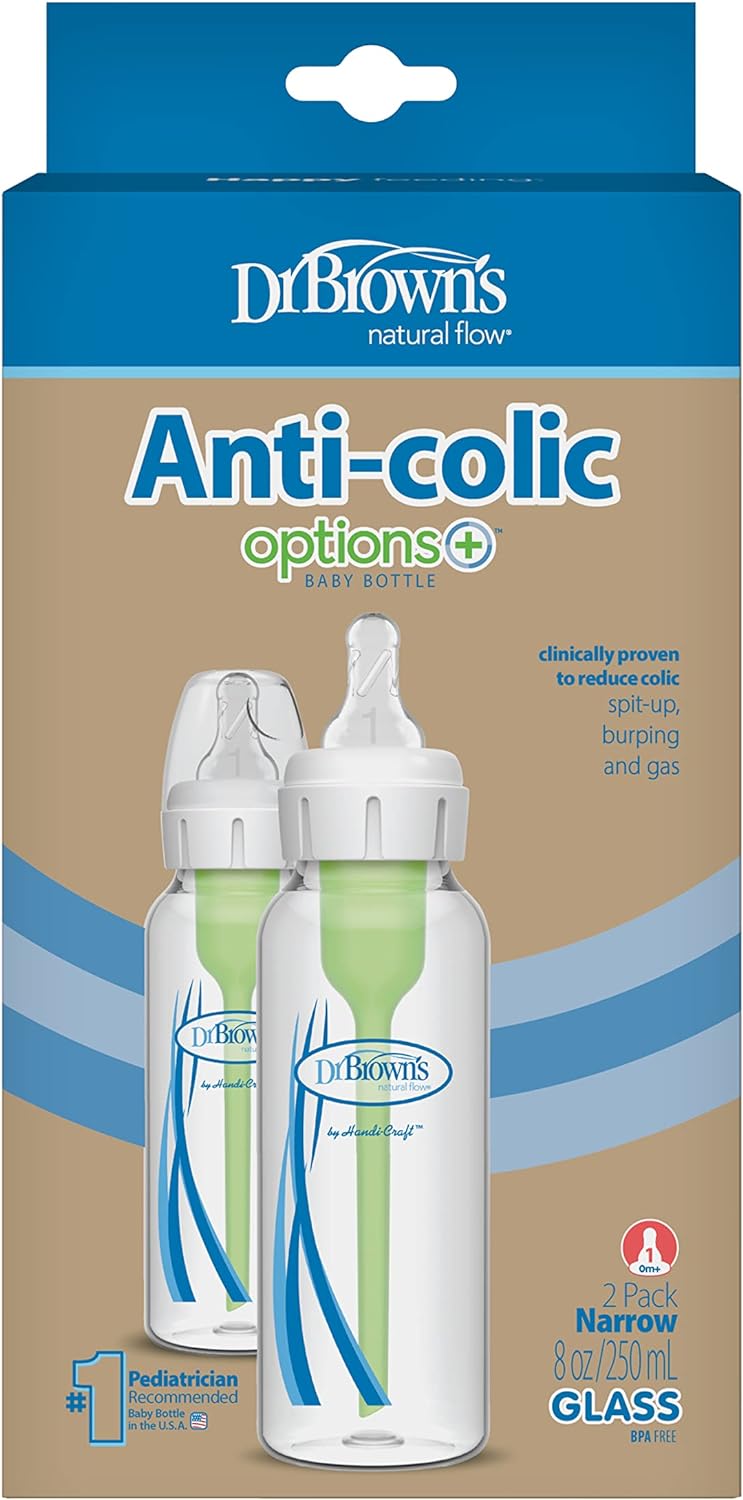 Dr. Brown's Narrow Glass Options+ Bottle 250ml - Pack of 2 - Laadlee