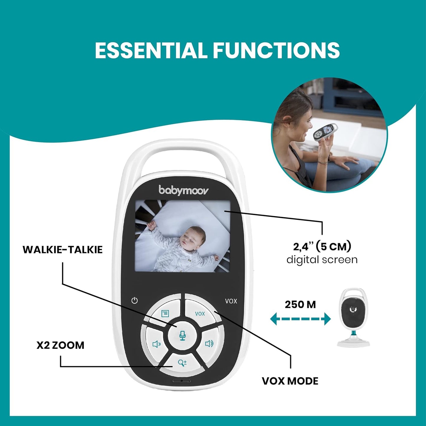 Babymoov 2.4 Digital Screen Video Baby Monitor 250m