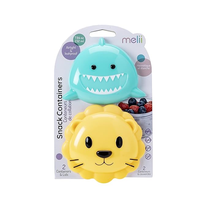 Melii Snack Container 2pcs - Shark & Lion - Laadlee