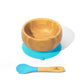 Avanchy Baby Bamboo Stay Put Suction Bowl With Spoon - Blue - Laadlee