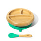 Avanchy Bamboo Suction Classic Plate With Spoon - Green - Laadlee