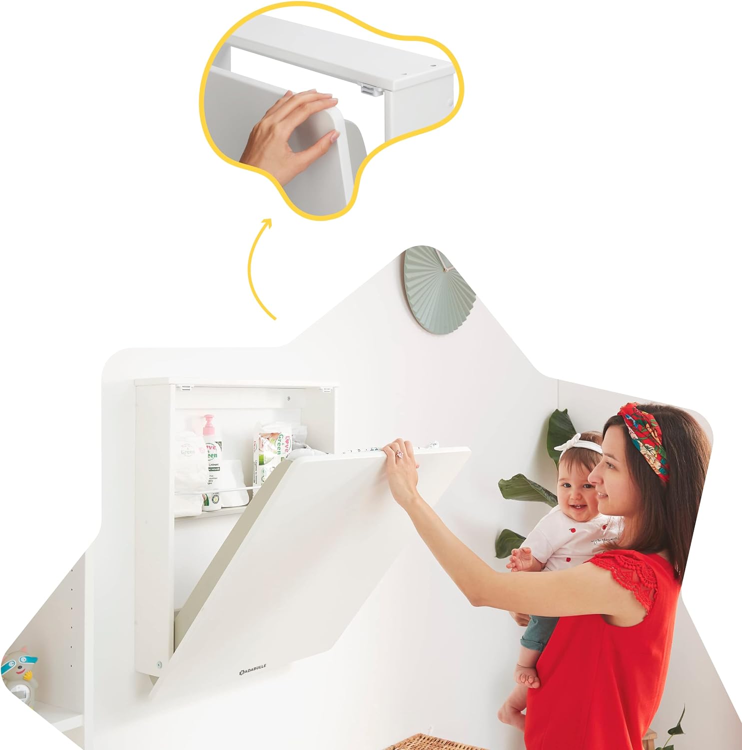 Badabulle Wall Mounted Changing Table & Changing Mat - White - Laadlee